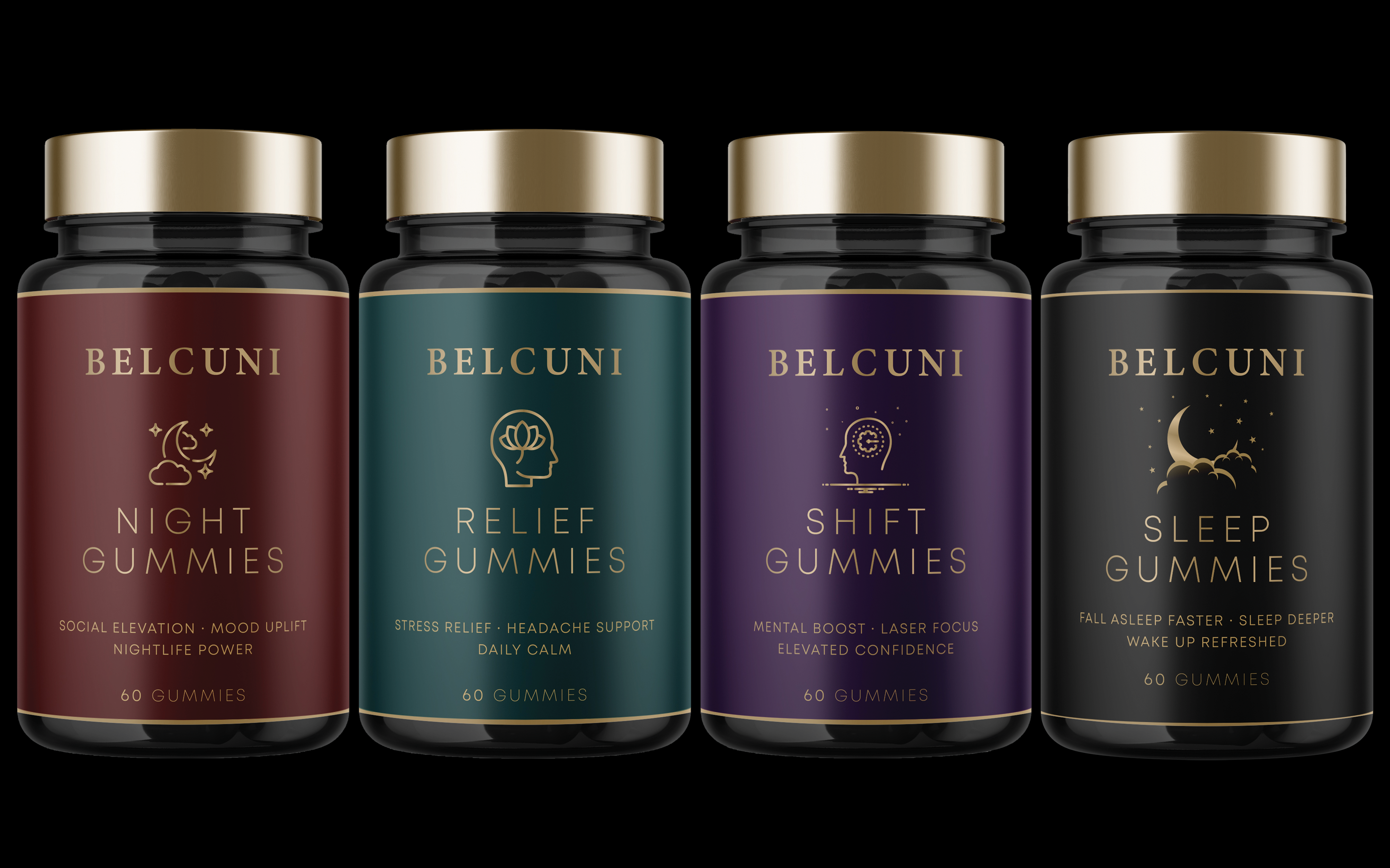 Belcuni Wellness Bundle - 4x Full-Size Premium Gummies (60 Gummies Each)