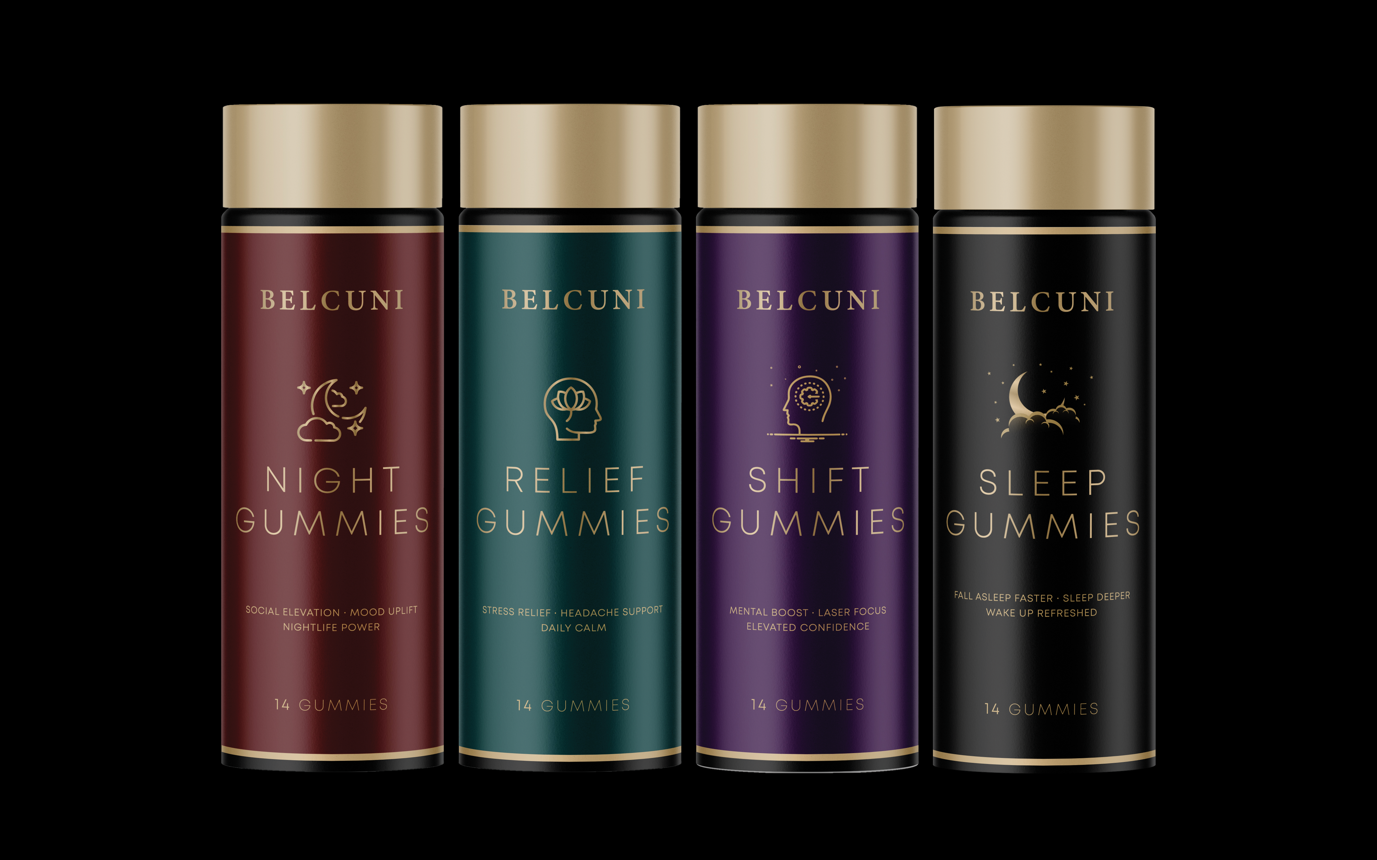 BELCUNI Origins Trial Pack - 4x Premium Gummy Blends (14 Gummies Each)