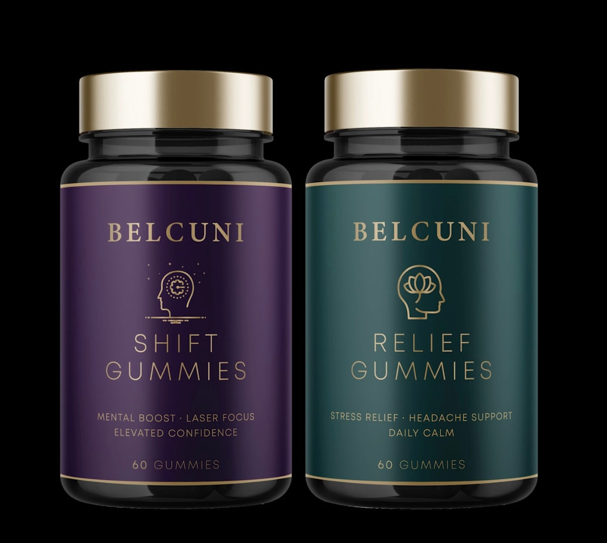 Belcuni Dual Wellness Set - Shift & Relief (2 x 60 Premium Gummies)